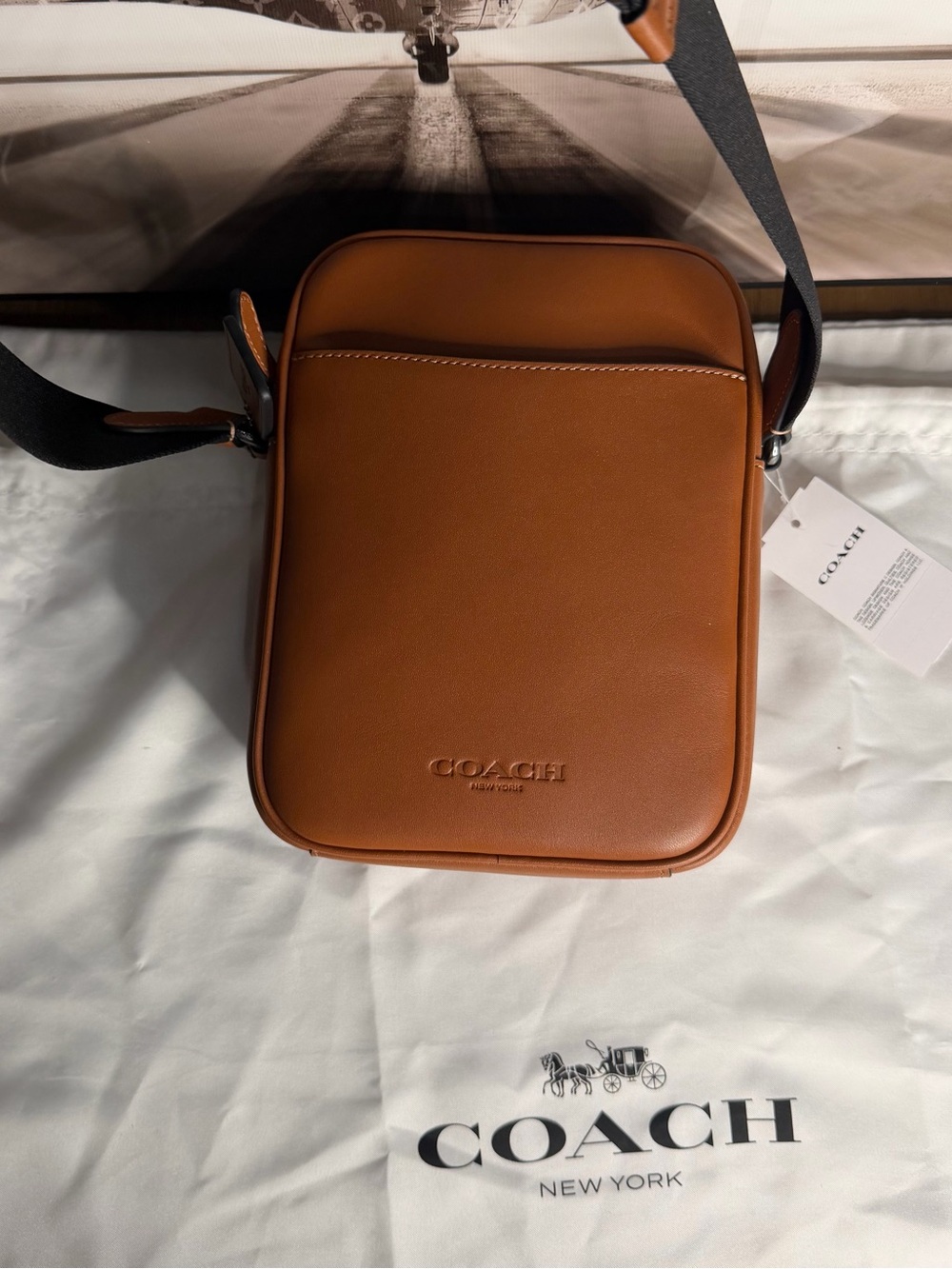 Coach Unisex Tan Leather Crossbody Bag - Picture 3 of 6